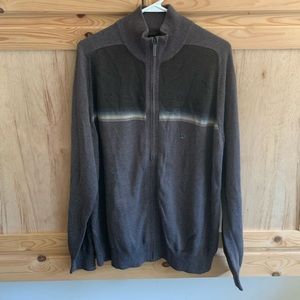 Can Heusen Studio NWOT gray zip front cardigan knit sweater size L